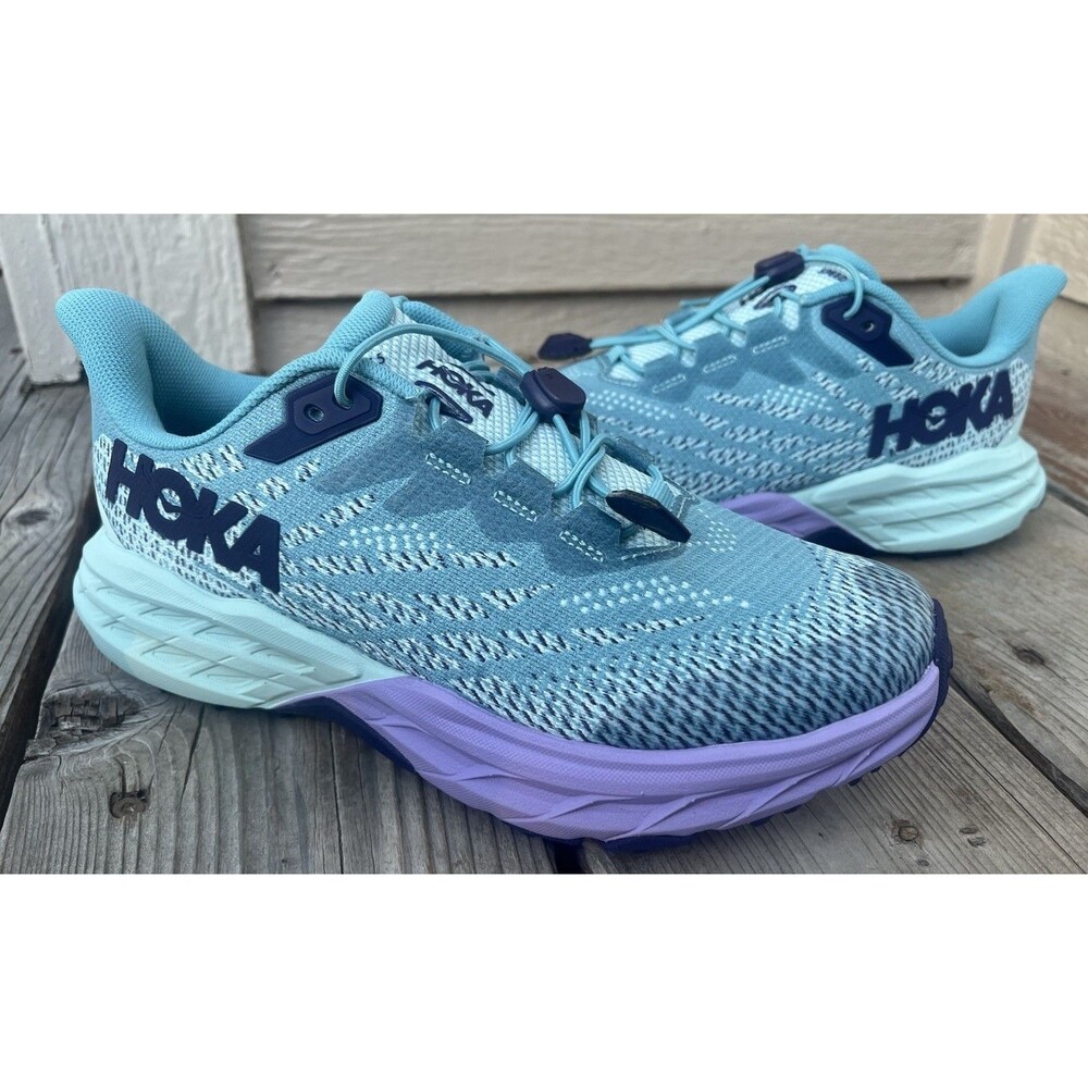 New! Hoka One One Speedgoat 5 Youth sz 4MD Trail Running Shoes Ocean Mist/Lilac